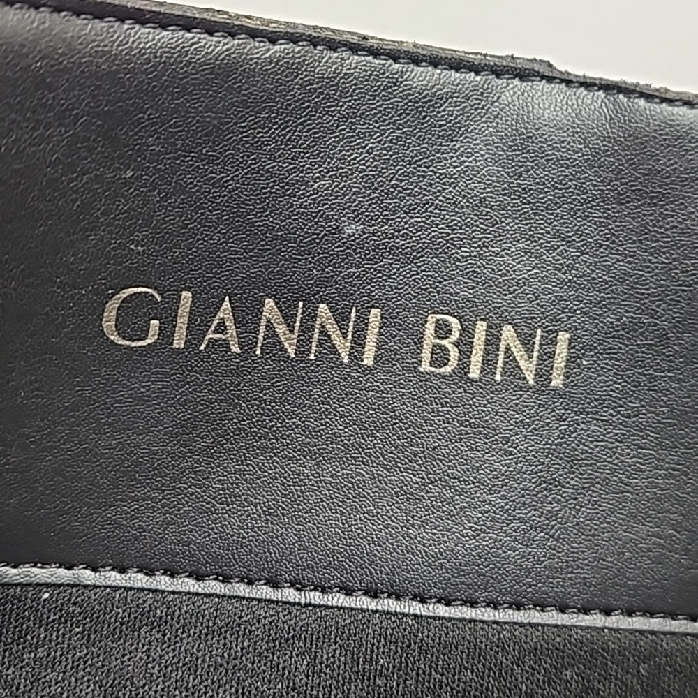 Gianni Bini Kellbie Leather Snakeskin Texture Black Cream Blue Heeled Tall Boot - Picture 15 of 16